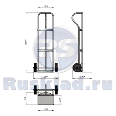 Грузовая двухколесная тележка НТ 1805 (г/п 150 кг). Изображение №2