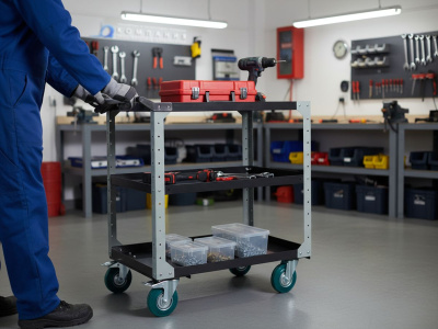 Тележка инструментальная ДиКом TS-800.01 | 3 полки, колеса с тормозом, нагрузка 120 кг. Изображение №3