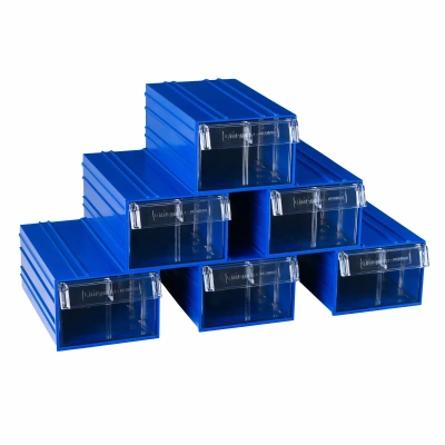 Модульная система хранения из коробов С-2-К6-синий-прозрачный (комплект 6 шт.). Изображение №6