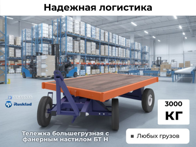 Большегрузная тележка RUSKLAD БТ 2 Н | Длинная платформа 2.5 м, 3000 кг. Изображение №1