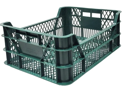Перфорированный ящик 110-1 (400х300х155 мм, 15,5 л, HDPE, зелёный). Изображение №1