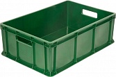 Пластиковый ящик 600х400х180 мм сплошной с ручками зеленый морозостойкий