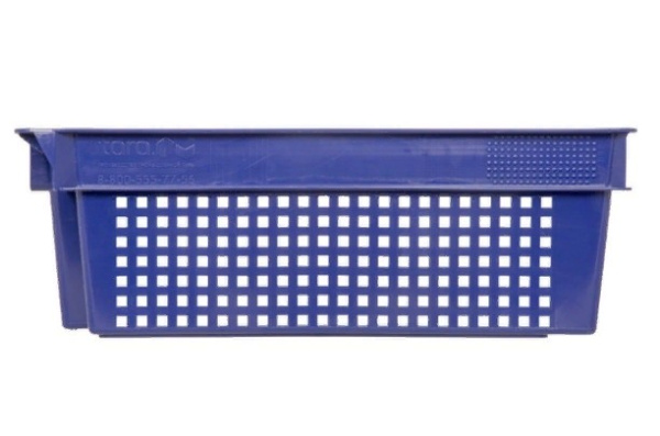 Фото ящик п/э 600х400х200 дно сплошн. стенки перф. синий, вес 1,5 кг на сайте www.kiit.ru в интернет-каталоге КИИТ ☎ +7(800) 707-07-45