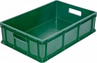 Пластиковый ящик 600х400х140 мм сплошной с ручками зеленый морозостойкий