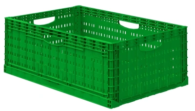 Ящик складной Iplast 12.426.71 600х400х220 мм салатовый перфорированный. Изображение №1