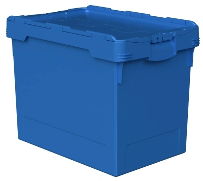 Вкладываемый контейнер INSTORE KV-6442.1 600x400x420 мм iPlast (голубой, со сплошным дном и распашной крышкой). Изображение №1