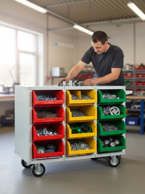 Мобильный стеллаж Стелла-техник V4-12-200-К с ящиками V-4. Изображение №3