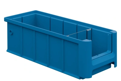 Полочный контейнер iPlast SK-3109 300х117х90 мм (голубой, с 1 поперечной перегородкой). Изображение №1