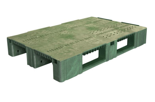 Фото пластиковый поддон на 3-х полозьях tr 1208-2 1200х800х150 мм перфорированный, зеленый на сайте www.kiit.ru в интернет-каталоге КИИТ ☎ +7(800) 707-07-45