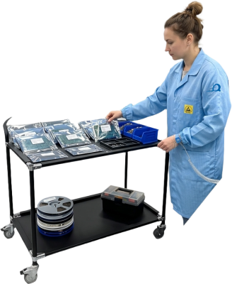 Передвижная металлическая тележка GRESSON ТМ-900 ESD (900x500 мм, 2 полки, антистатическое исполнение). Изображение №1