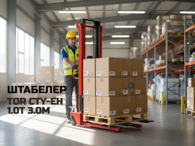 Гидравлический штабелер TOR CTY-EH 1.0T 3.0M с раздвижными вилами 340-750 ММ. Изображение №2