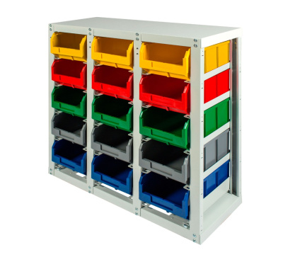 Метизный стеллаж 15 ячеек с ящиками Стелла-техник V3-15 стационарный. Изображение №3