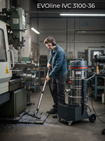 Промышленный пылесос EVOline IVC 3100-36 создан для регулярной сухой и влажной уборки на производстве и в складах