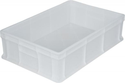 Пластиковый ящик 600х400х140 мм сплошной без ручек белый морозостойкий. Изображение №1