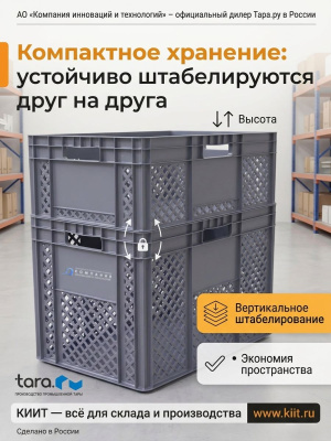 Ящик пластиковый перфорированный 600x400x420 мм (арт. 942.01.01.01). Изображение №5