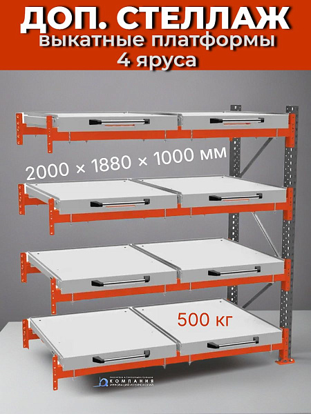 Стеллажи с выкатными платформами для склада и производства в КИИТ