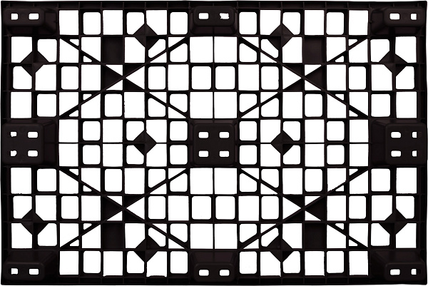 Фото пластиковый поддон на 9 ножках tr 1208 l 1200х800х160 мм перфорированный, черный на сайте www.kiit.ru в интернет-каталоге КИИТ ☎ +7(800) 707-07-45 Изображение №2