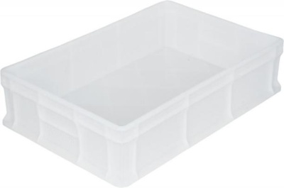 Пластиковый ящик 600х400х120 мм сплошной без ручек белый морозостойкий. Изображение №1