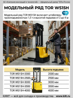 Купить штабелер TOR WS15H | Для складов до 5000 м², высота подъема 2-4 м, встроенное зарядное устройство