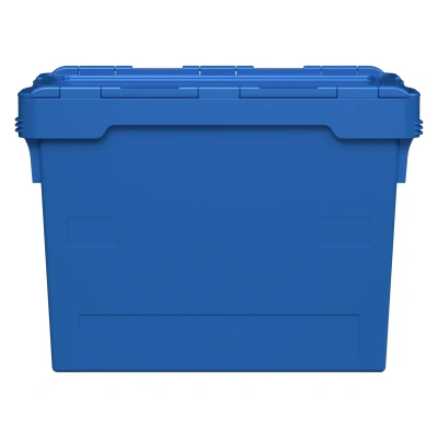Вкладываемый контейнер INSTORE KV-6442.1 600x400x420 мм iPlast (голубой, со сплошным дном и распашной крышкой). Изображение №4