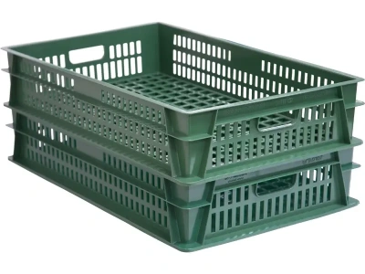 Хлебный перфорированный ящик 740х465х145 404-Т, объём 39, зелёный. Изображение №7