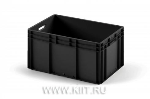 Пластиковый ящик ЕС-6432 12.312 600х400х320 мм черный с гладким дном
