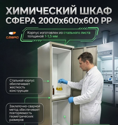 Химический шкаф Сфера 2000х600х600 PP (для кислот и щелочей, полипропилен). Изображение №7