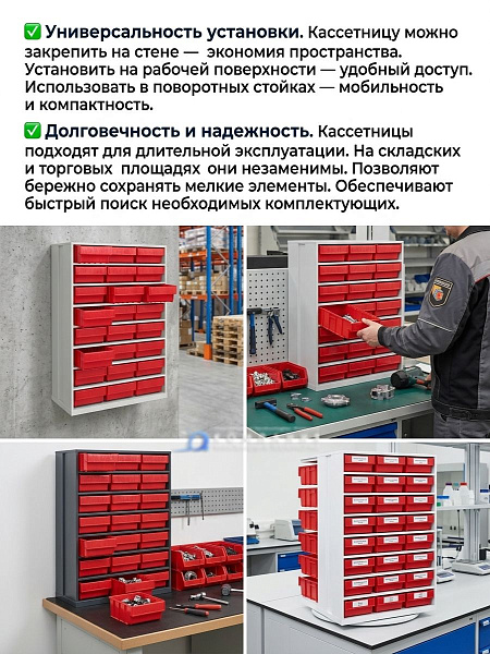 Кассетница К-24 для мелких комплектующих | Настенное/настольное крепление, прочный металлический корпус