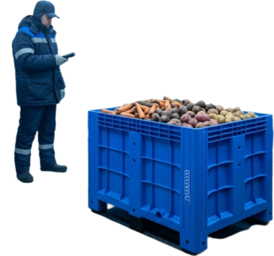 Большой контейнер на полозьях 1200x800x800 мм iPlast iBOX голубой (450 кг, 515 л, PE). Изображение №1