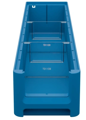 Полочный контейнер iPlast SK-5109 (500х117х90 мм, голубой, с 2 поперечными перегородками). Изображение №2