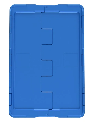 Вкладываемый контейнер INSTORE KV-6442.1 600x400x420 мм iPlast (голубой, со сплошным дном и распашной крышкой). Изображение №2