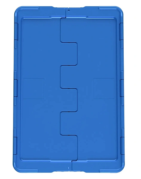 iPlast KV-6442.1 — вкладываемый контейнер 600x400x420 с крышкой | Сплошное дно, распашная крышка, возможность опломбировки