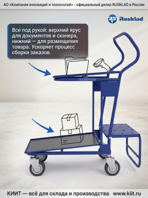 Тележка платформенная для ящиков двухъярусная RUSKLAD ТПДЯ 2 (без колес, 435х986х986 мм). Изображение №2