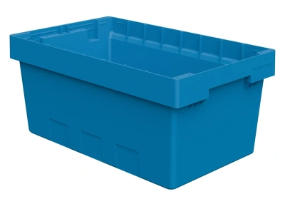 Вкладываемый контейнер INSTORE KV-5321 490x300x210 мм iPlast (голубой, со сплошным дном). Изображение №2