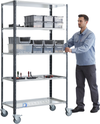 Тележка ДиКом ВЛТ-031 (5 полок, 500 кг, колеса TENTE, RAL 7038/7016). Изображение №1