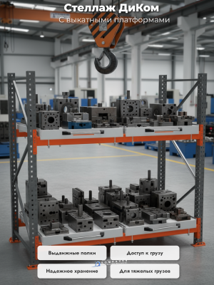 Стеллаж с выдвижными платформами (4 уровня) 2000х1950х1000 мм. Изображение №8