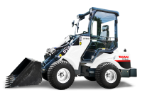 TAIAN DY840 — общий вид спереди Универсальный шарнирно-сочлененный мини-погрузчик с телескопической стрелой. Грузоподъемность 1000 кг, высота подъема 3 м.