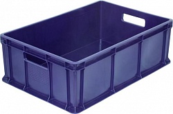 Пластиковый ящик 600х400х180 мм сплошной с ручками синий