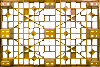 Пластиковый поддон на 9 ножках TR 1208 L 1200х800х160 мм перфорированный, желтый. Изображение №2