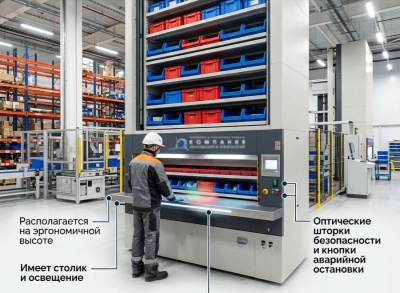 Автоматизированный склад ДиКом-Карусель 2450-525 H7000 (37 кассет, до 7 м, 120 выдач/час). Изображение №1
