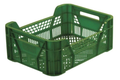 Ящик п/э для овощей и фруктов 400х300х155 зеленый. Изображение №1