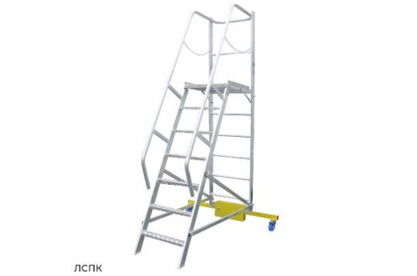 Фото передвижная лестница с платформой megal - лспк-3,30 (1,9) на сайте www.kiit.ru в интернет-каталоге КИИТ ☎ +7(800) 707-07-45