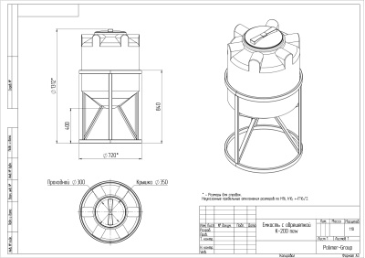Конусная емкость c обрешеткой К 200 литров . Изображение №4
