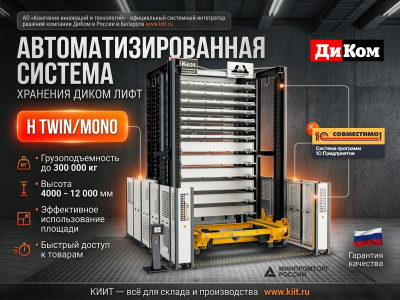 Автоматизированная система хранения ДиКом Лифт H TWIN/MONO (до 300 000 кг, 4000–12 000 мм). Изображение №1