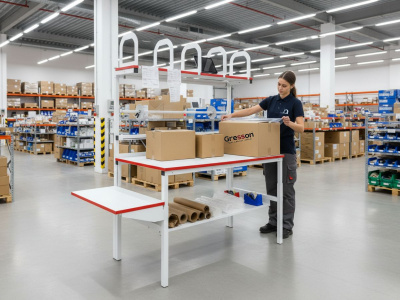 Упаковочный стол GRESSON КСР-1500 (1500x700 мм, регулировка высоты, расширенная комплектация). Изображение №7
