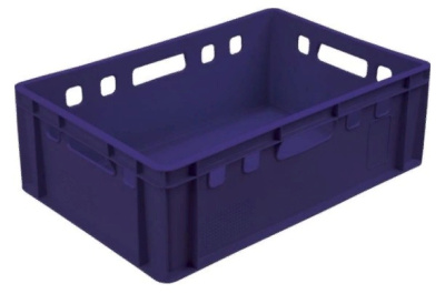 Ящик п/э 600х400х200 сплошной Е2 синий. Изображение №1