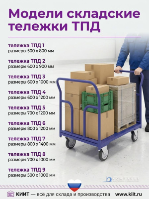 Грузовая тележка для склада 2 ручки ТПД 2 600х900 мм. Изображение №5