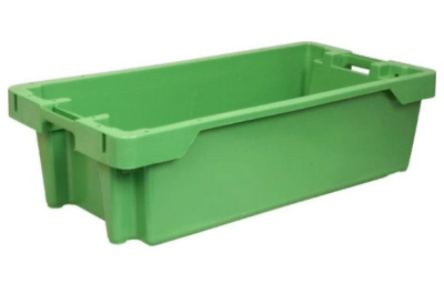 Ящик п/э рыбный 800х400х225 сплошной зеленый. Изображение №1