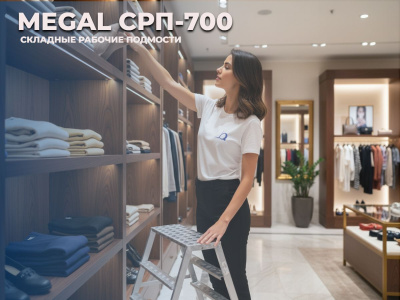 Складные подмости MEGAL СРП-700 | Рабочая высота 2.7 м, площадка 0.7 м,  двухсторонний подъем. Изображение №3