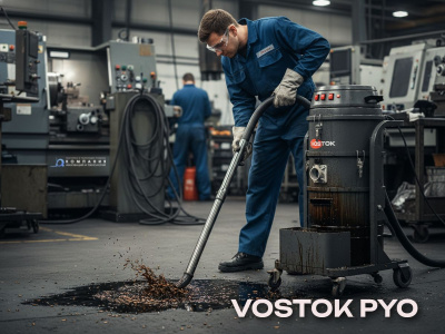 Промышленный пылесос VOSTOK PYO | 3,6 кВт, 60 л, для сбора СОЖ, масла и металлической стружки. Изображение №5